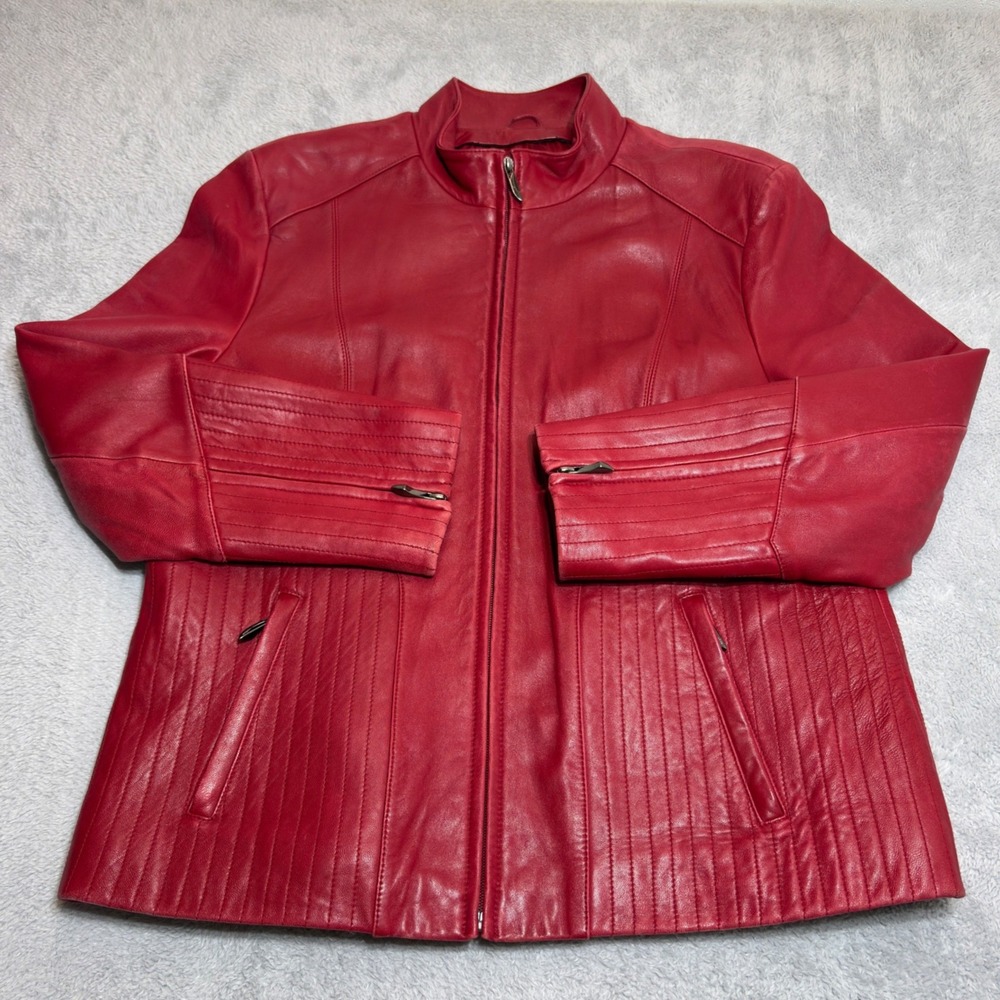 Wilsons Leather Jacket Venus Williams Women XL Red Thinsulate Insulated Moto